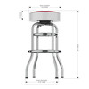 Side view of the Indiana Hoosiers 30" chrome bar stool, highlighting the round padded seat, polished chrome frame, curved legs, footrest, and stool height. This NCAA team bar stool is designed for sports-themed seating in a game room, bar area, or entertainment space.