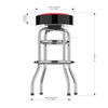 Side view of the Texas Tech Red Raiders 30" chrome bar stool, highlighting the round padded seat, polished chrome frame, curved legs, footrest, and stool height. This NCAA team bar stool is designed for sports-themed seating in a game room, bar area, or entertainment space.