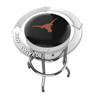 Texas Longhorns chrome bar stool shown from above, featuring the round team logo seat and a 360-degree swivel design. This Texas bar stool adds Longhorns team pride and functional seating to a home bar, game room, fan cave, or pool room.