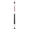 Full-length vertical product view of the Arkansas Razorbacks 19oz White Laser Etched 58-inch Cue on a white background, highlighting the white team-branded section, red Razorbacks graphics, black grip, and natural wood-colored shaft.
