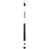 Full-length vertical product view of the BYU Cougars 19oz White Laser Etched 58-inch Cue on a white background, highlighting the white team-branded section, blue BYU graphics, black grip, and natural wood-colored shaft.