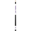 Full-length vertical product view of the LSU Tigers 19oz White Laser Etched 58-inch Cue on a white background, highlighting the white team-branded section, purple-and-gold LSU graphics, black grip, and natural wood-colored shaft.