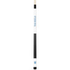 Full-length vertical product view of the North Carolina Tar Heels 19oz White Laser Etched 58-inch Cue on a white background, highlighting the white team-branded section, Carolina blue UNC graphics, black grip, and natural wood-colored shaft.