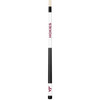 Full-length vertical product view of the Virginia Tech Hokies 19oz White Laser Etched 58-inch Cue on a white background, highlighting the white team-branded section, maroon-and-orange Virginia Tech graphics, black grip, and natural wood-colored shaft.