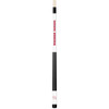 Full-length vertical view of the Wisconsin Badgers 19oz White Laser Etched 58" Cue, showing its white finish, red team graphics, black grip section, and two-piece construction.