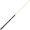 Angled full-length view of the Louisville Cardinals 19oz Team Color Laser Etched 58" Cue, highlighting its natural-colored shaft, red accents, black grip, and two-piece construction.