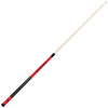 Angled full-length view of the Maryland Terrapins 19oz Team Color Laser Etched 58" Cue, highlighting its natural-colored shaft, Maryland team-color accents, dark grip, and two-piece construction.