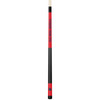 Vertical product view of the Ole Miss Rebels 19oz Team Color Laser Etched 58" Cue, showing its red team-color detailing, dark grip section, and laser-etched Ole Miss graphics.
