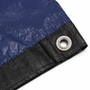 Detailed close-up of the winter pool cover’s reinforced black edging with metal grommet for secure installation.