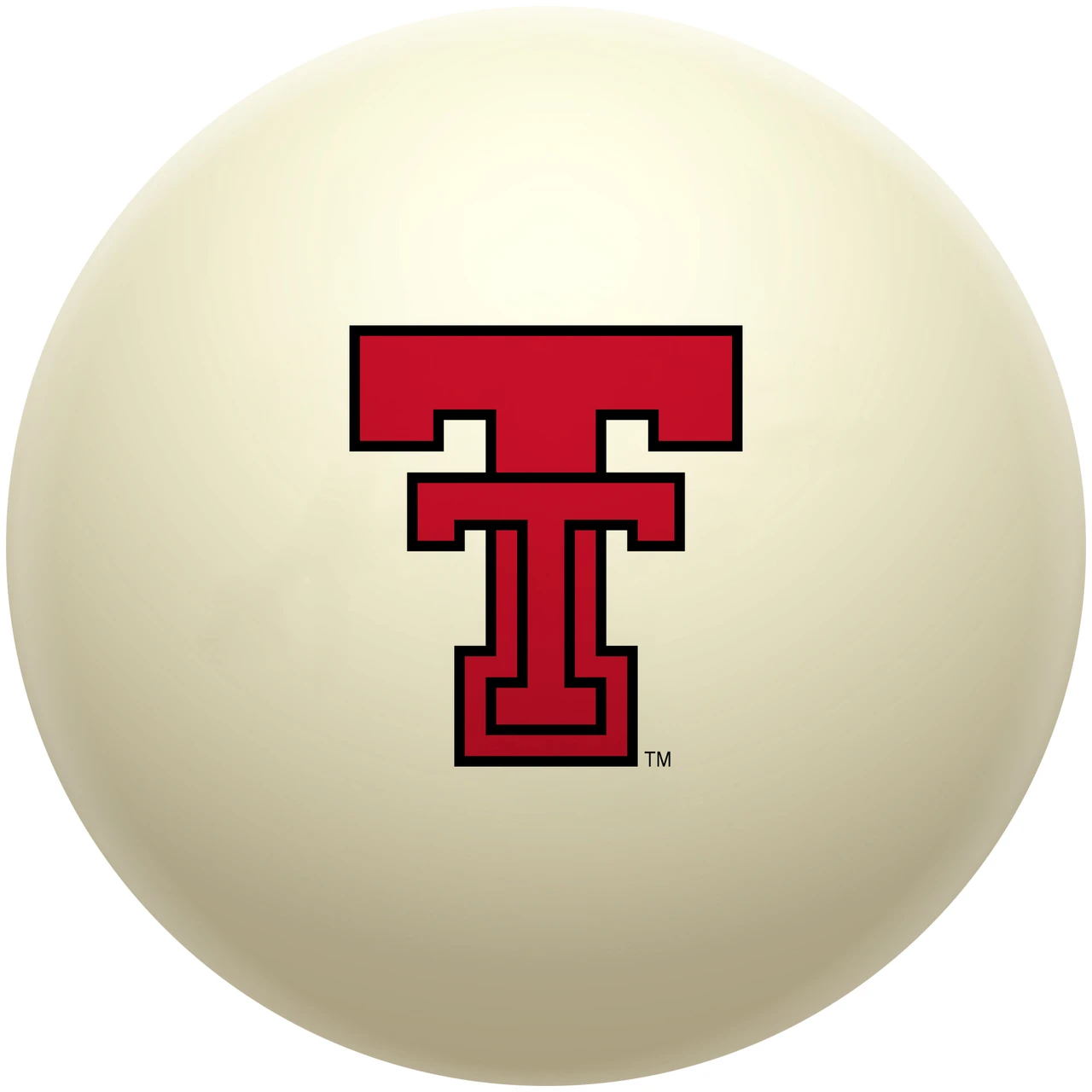 Texas Tech Red Raiders cue ball featuring the iconic red and black Double T logo on a classic ivory-colored billiard ball, displayed individually on a white background.