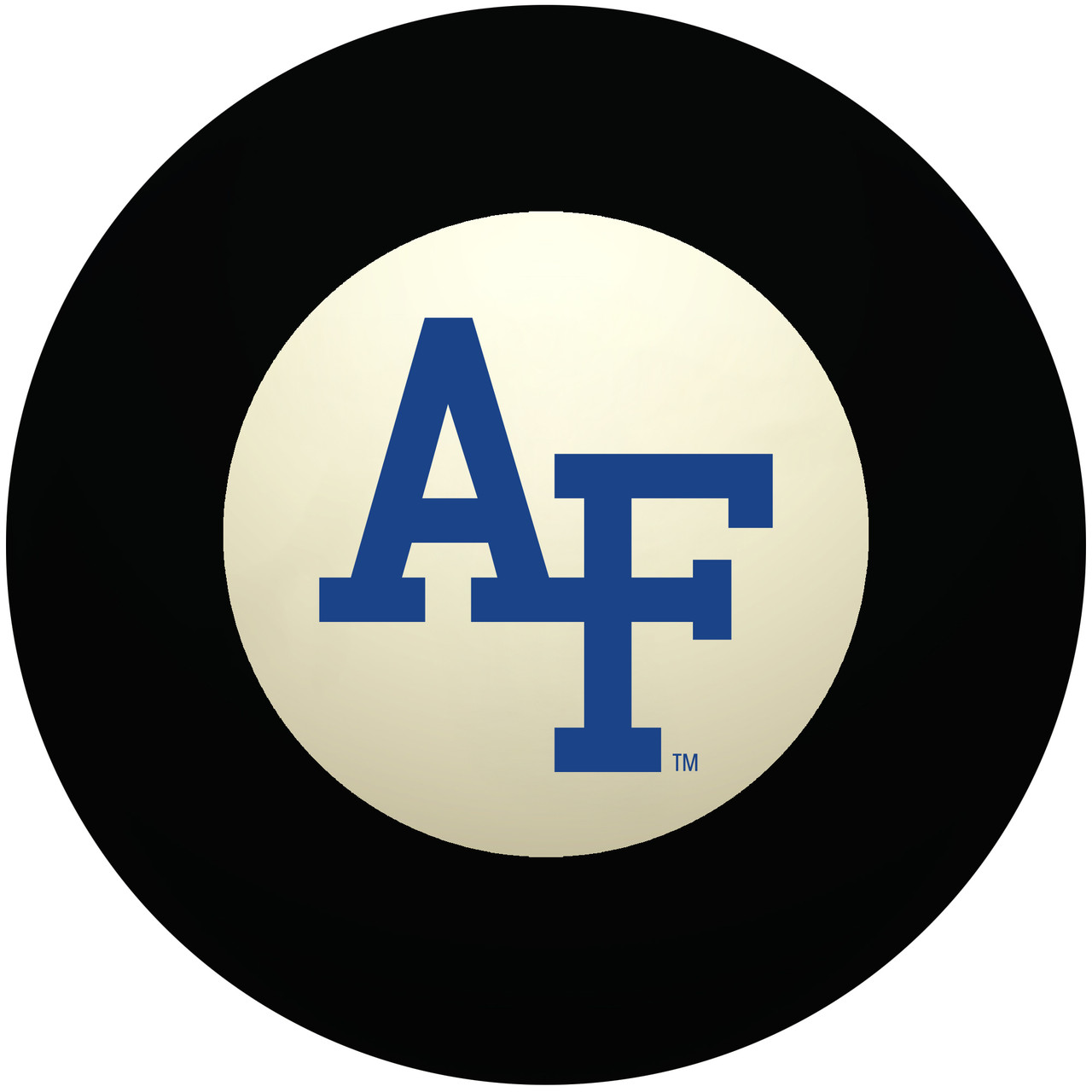 Air Force Falcons Eight Ball featuring the blue AF logo centered inside a white circle on a classic black billiard eight ball, displayed individually on a white background.
