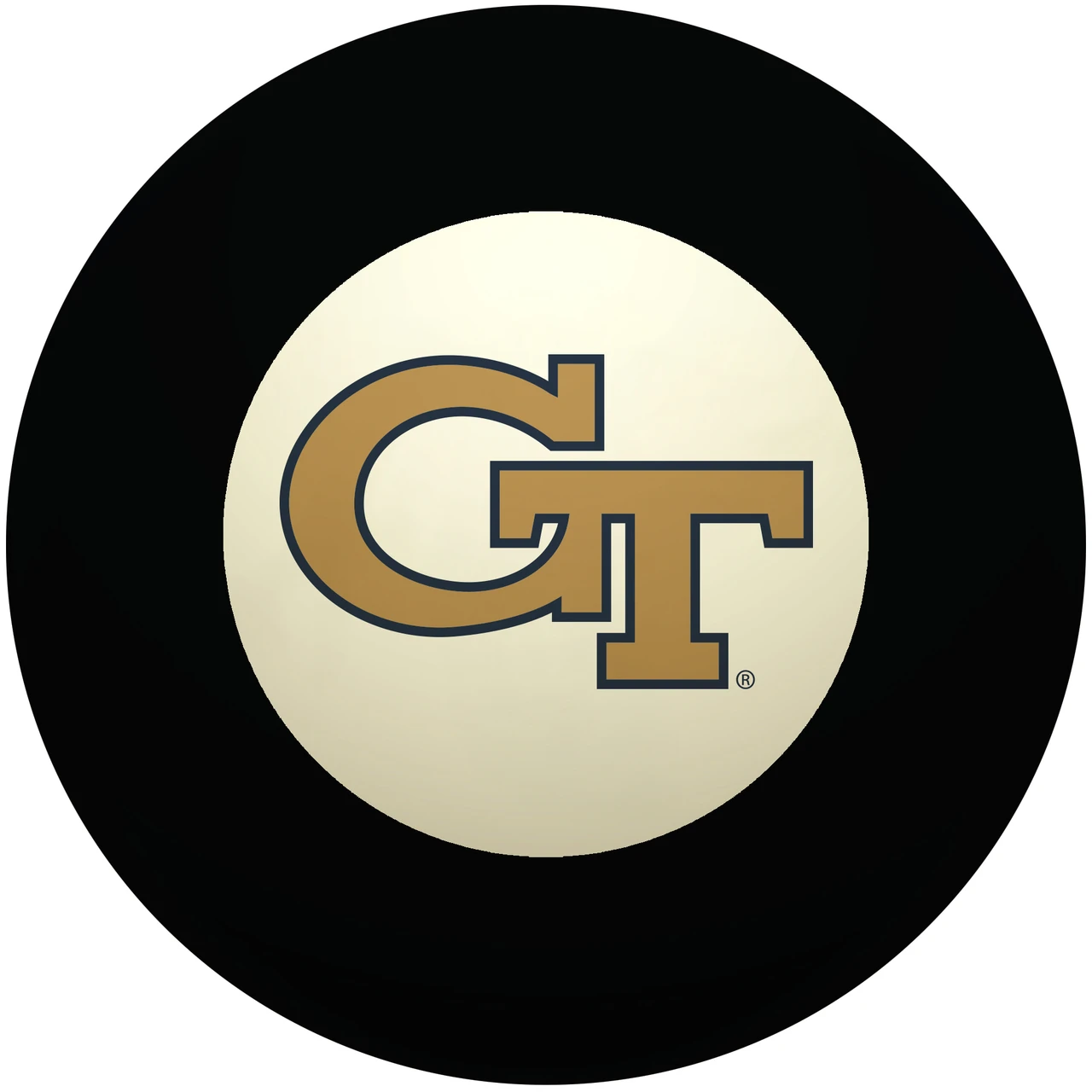 Georgia Tech Yellow Jackets Eight Ball featuring the gold and white GT logo centered inside the traditional white circle of a classic black billiard Eight Ball on a white background.