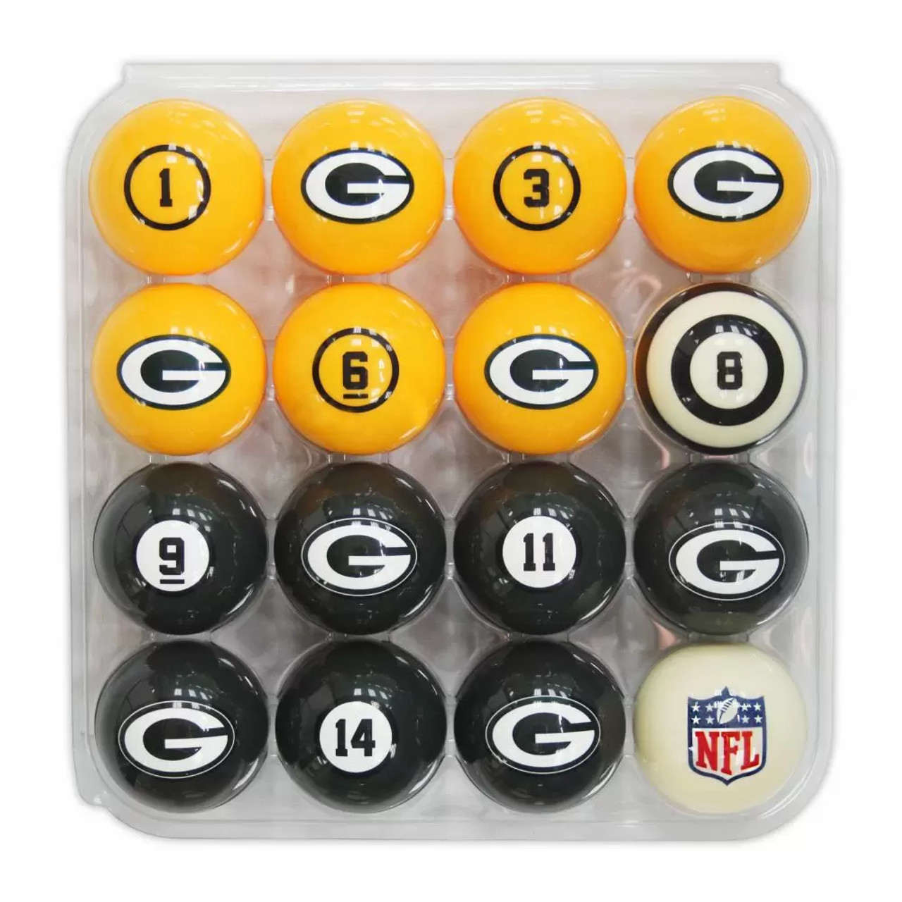 626-1001, GB, Green Bay, Packers, Pool, Billiard, Balls, Numbered, Free Shipping, nine ball, eight ball