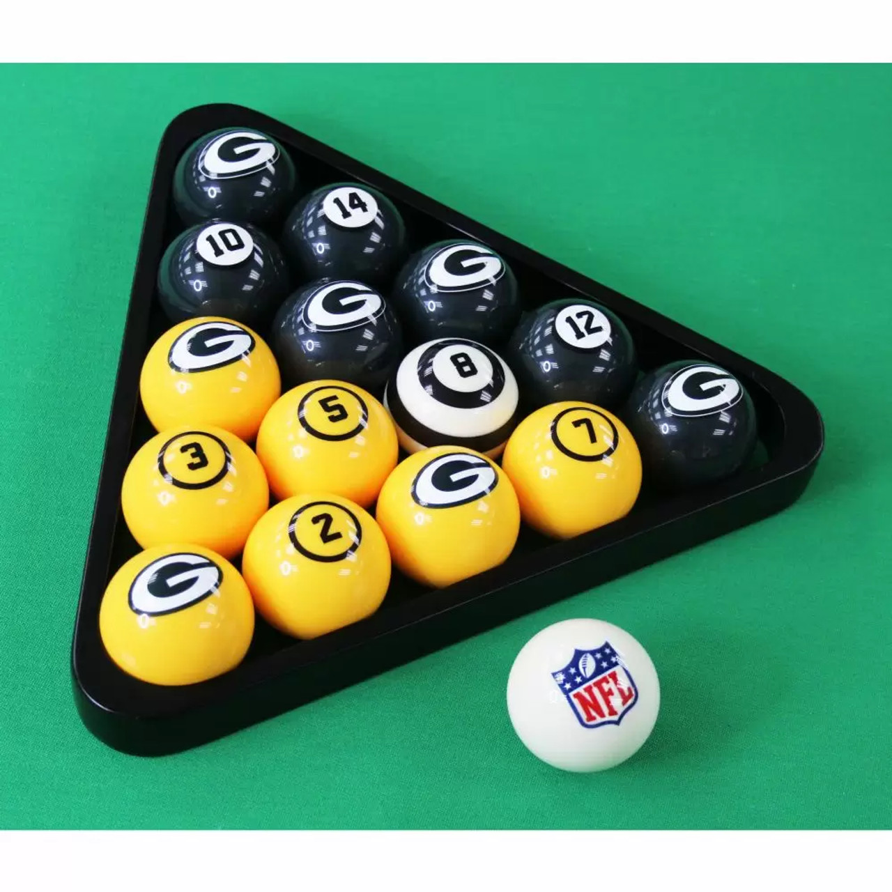 626-1001, GB, Green Bay, Packers, Pool, Billiard, Balls, Numbered, Free Shipping, nine ball, eight ball