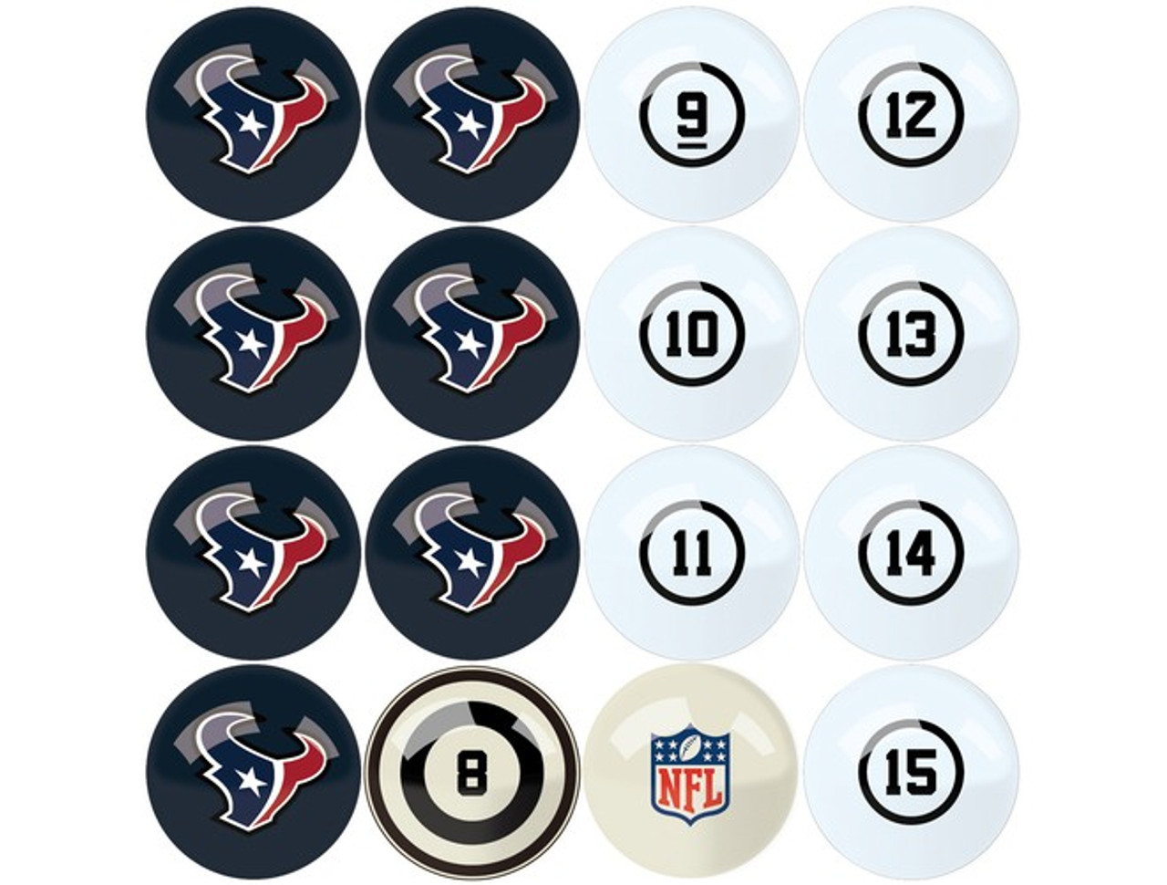 626-1034, Houston, Texans, NFL,  Billiard, Pool,  Balls, Numbered, with Numbers, FREE SHIPPING