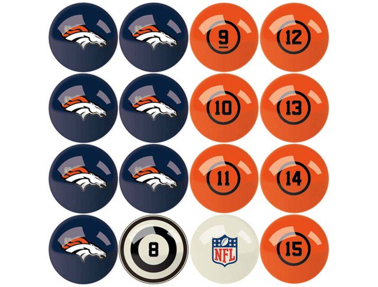 626-1003, Denver Patriots, NFL,  Billiard, Pool,  Balls, Numbered, with Numbers, FREE SHIPPING