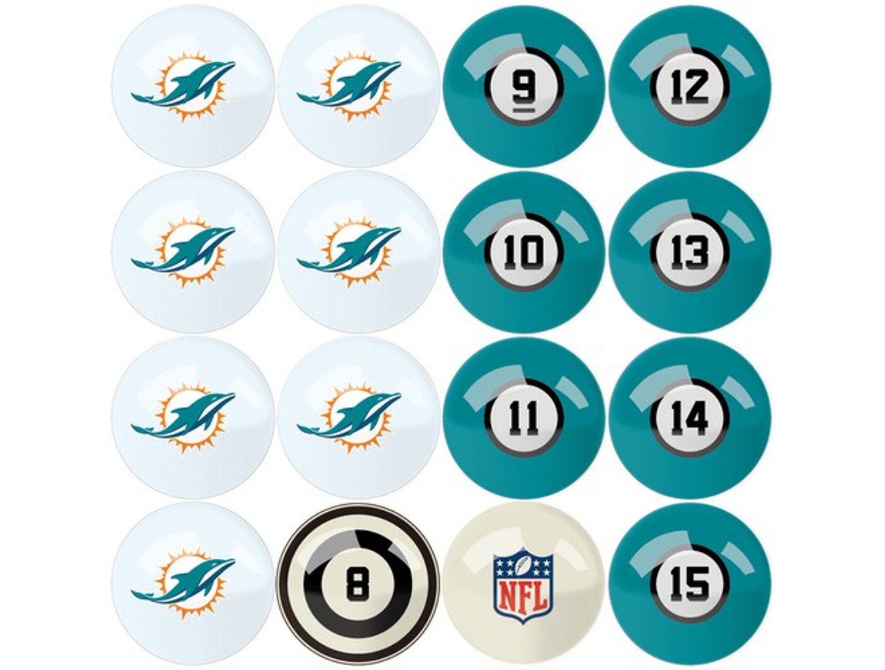 626-1008, Miami, Dolphins, NFL,  Billiard, Pool,  Balls, Numbered, with Numbers, FREE SHIPPING