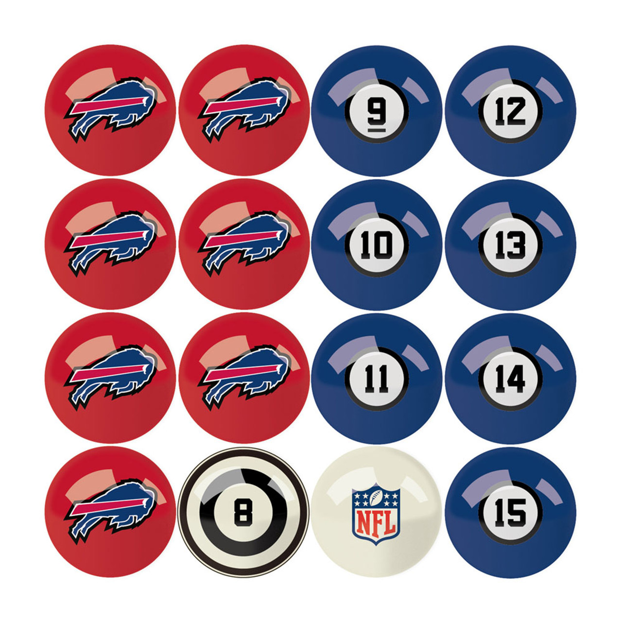 Buffalo Bills Billiard Balls with Numbers