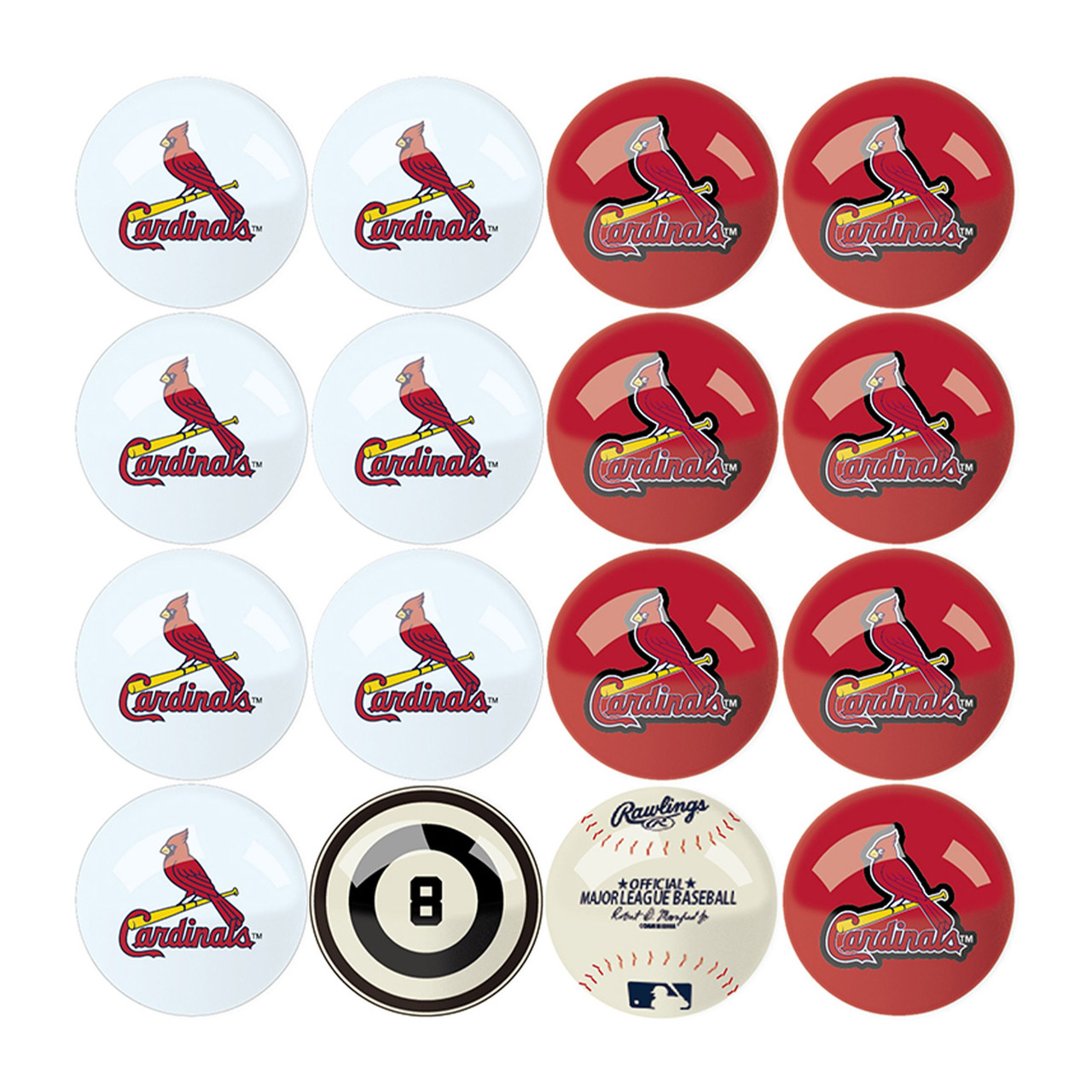 626-2008, STL, St, Louis, Cardinals, Cards, Billiard, Pool, Set, Balls, Numbers, Imperial, MLB,  Logo, FREE SHIPPING