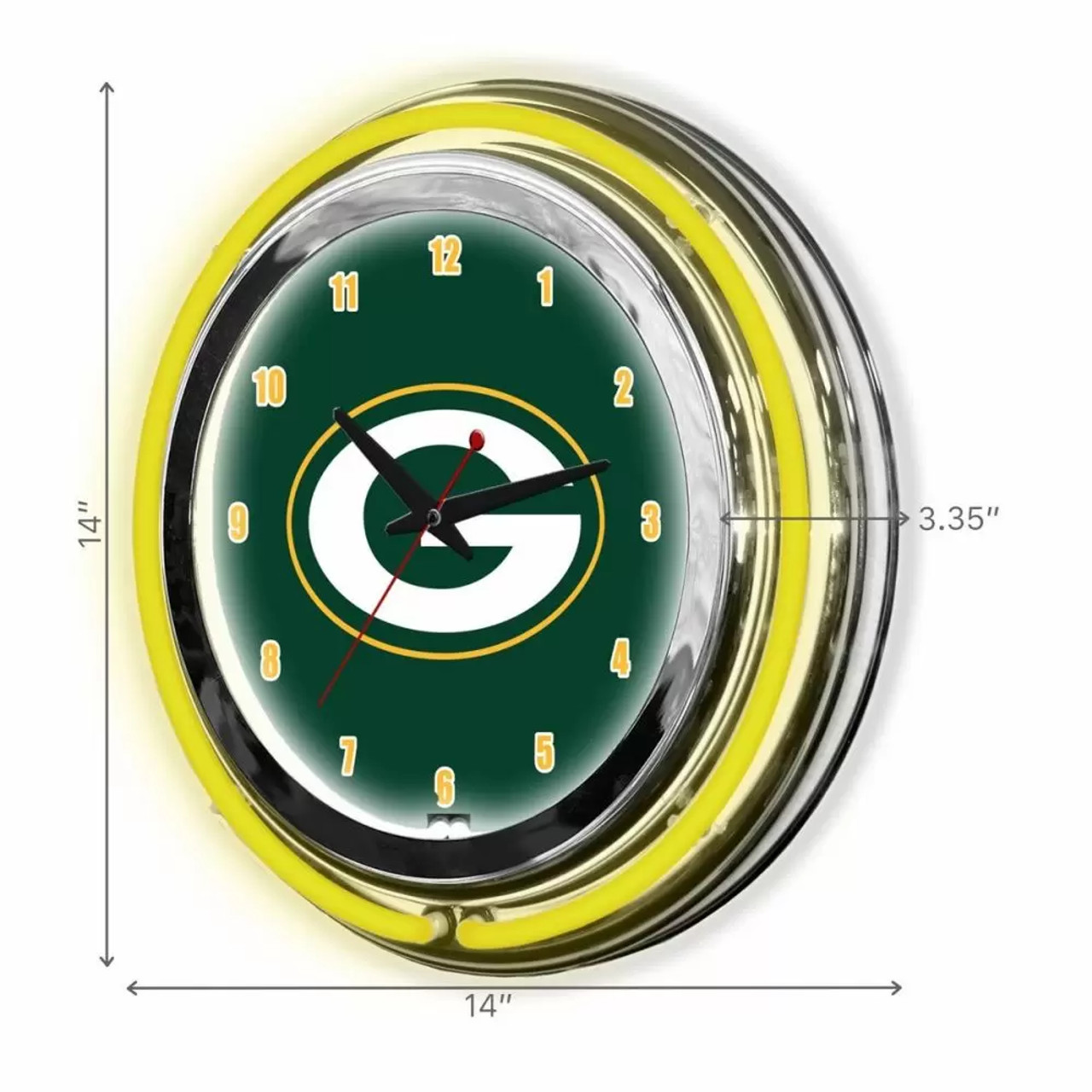 655-1001, GB, Green Bay, Packers, 14", Neon, Clock, NFL Imperial, Logo, FREE SHIPPING