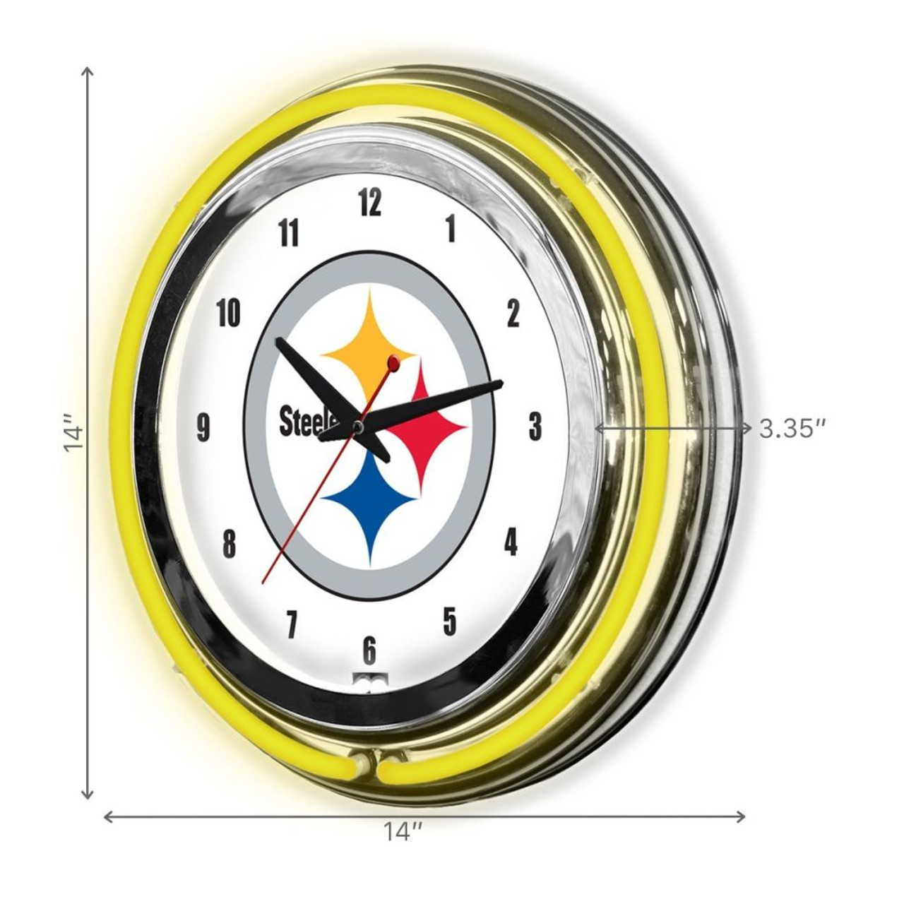 655-1004, Pittsburgh, Steelers, 14", Neon, Clock, NFL, Imperial, Logo, FREE SHIPPING