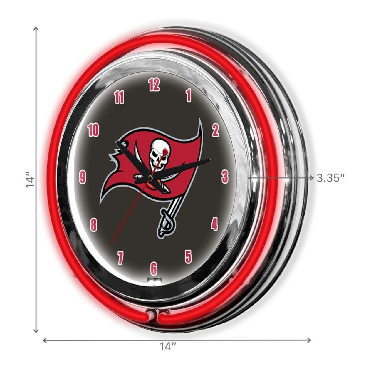 655-1009, Tampa Bay, TB, Buccaeers. 14". Neon. Clock, NFL, Imperial, Logo, FREE SHIPPING
