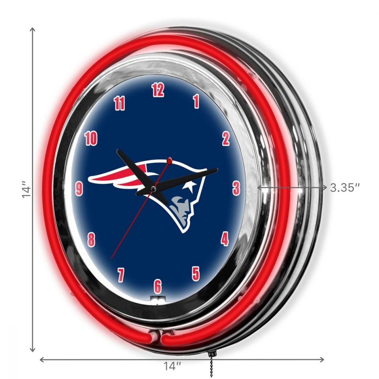 655-1011, NE, New England  Patriots, Pats, 14", Neon, Clock, NFL, Imperial, Logo, FREE SHIPPING