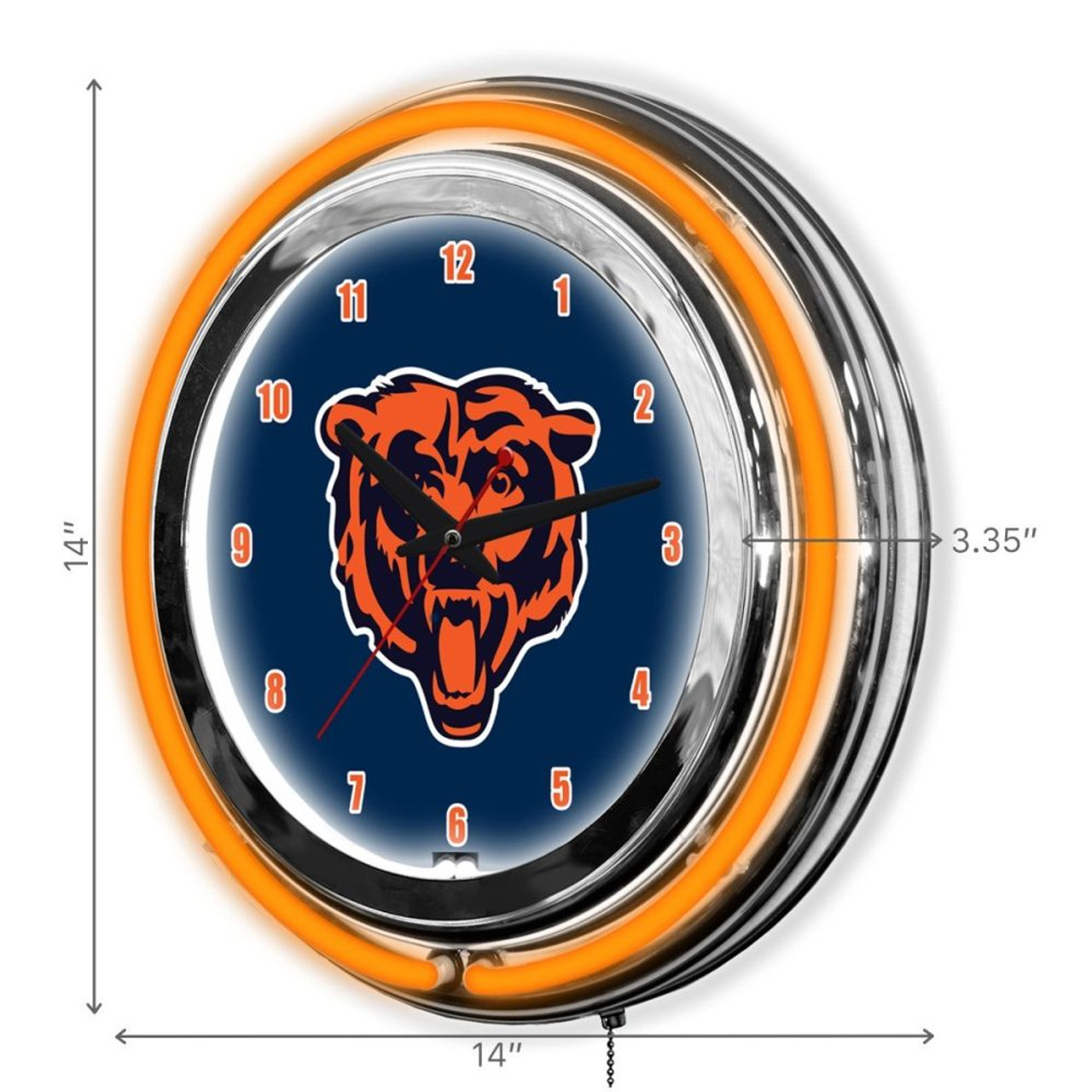 655-1019, Chicago, Bears, 14", Neon, Clock, NFL, Imperial, Logo, FREE SHIPPING