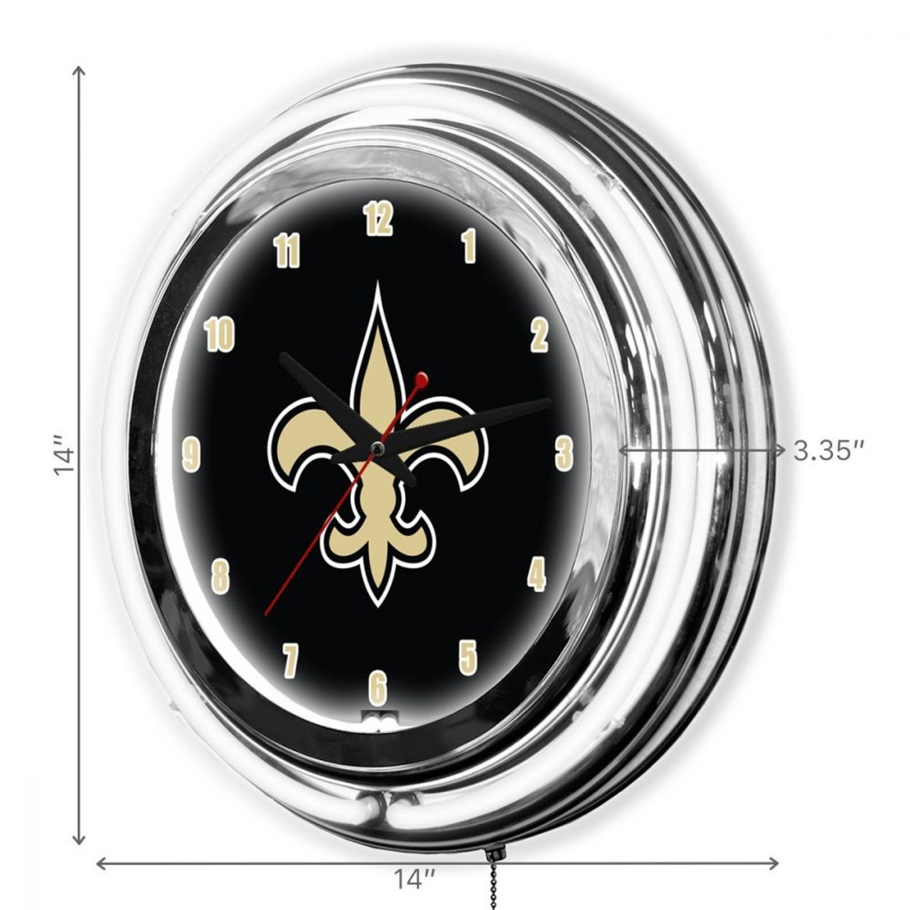 655-1031, New Orleans, NO, NOLA, Saints, 14", Neon, Clock, NFL, Imperial, Logo, FREE SHIPPING