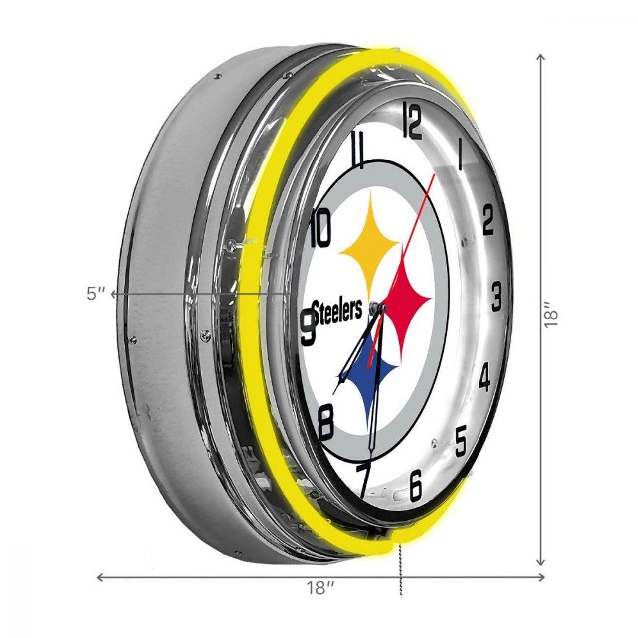 656-1004, Pittsburgh, Steelers, 18", Neon, Clock, NFL, Imperial, Logo, FREE SHIPPING