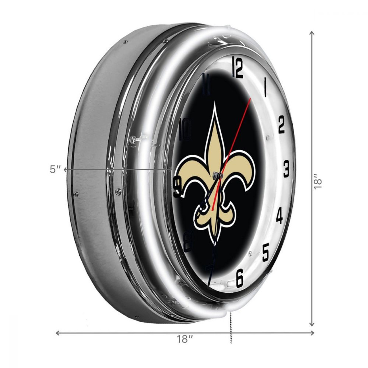 656-1031, New Orleans, NO, NOLA, Saints, 18", Neon, Clock, NFL, Imperial, Logo, FREE SHIPPING