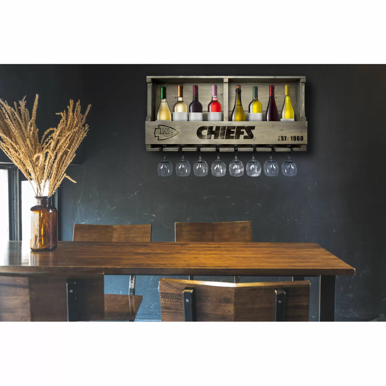 Kansas City Chiefs Reclaimed Bar Shelf