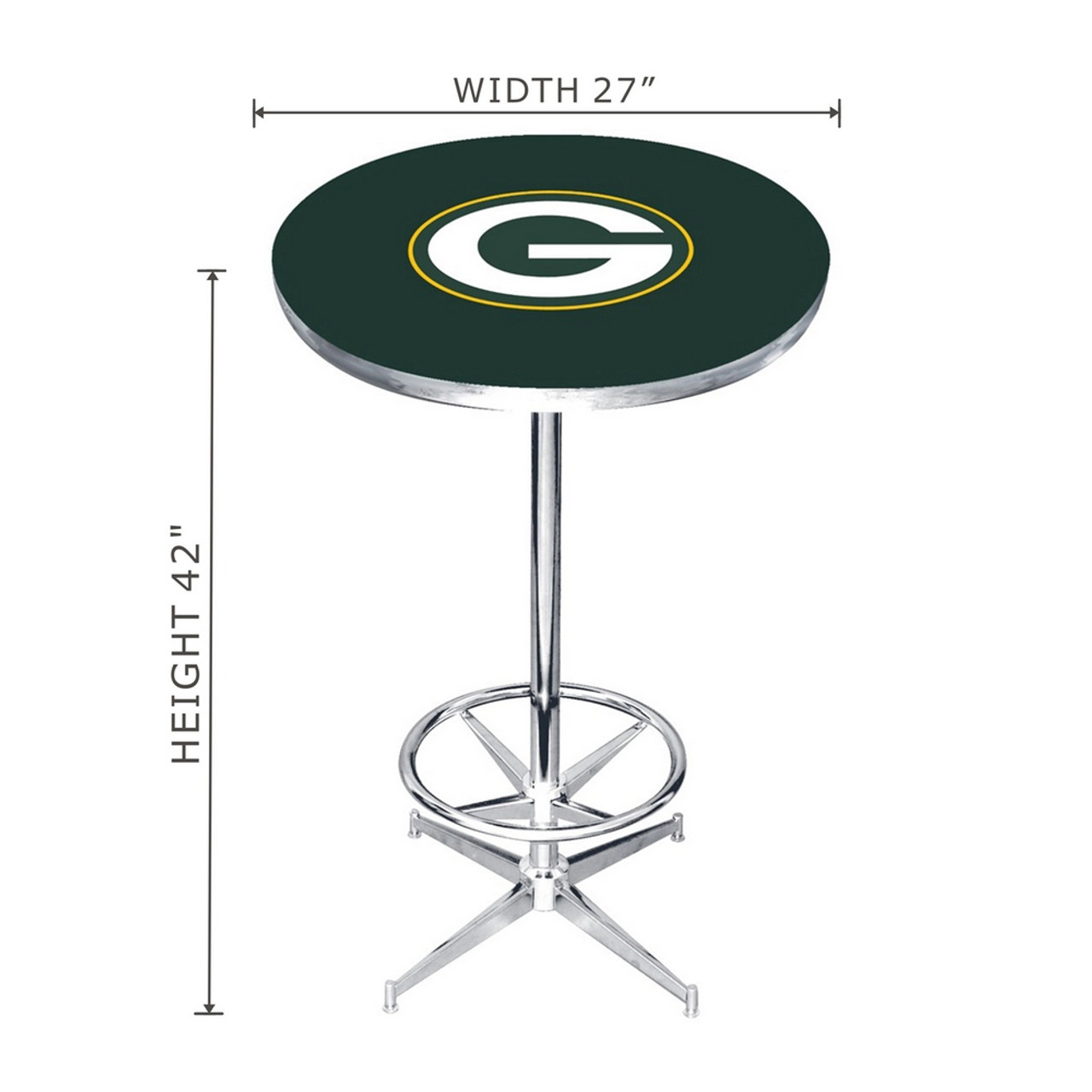 84-3001, GB, Green Bay, Packers, 27", Chrome, Pub Table, NFL, Imperial, FREE SHIPING