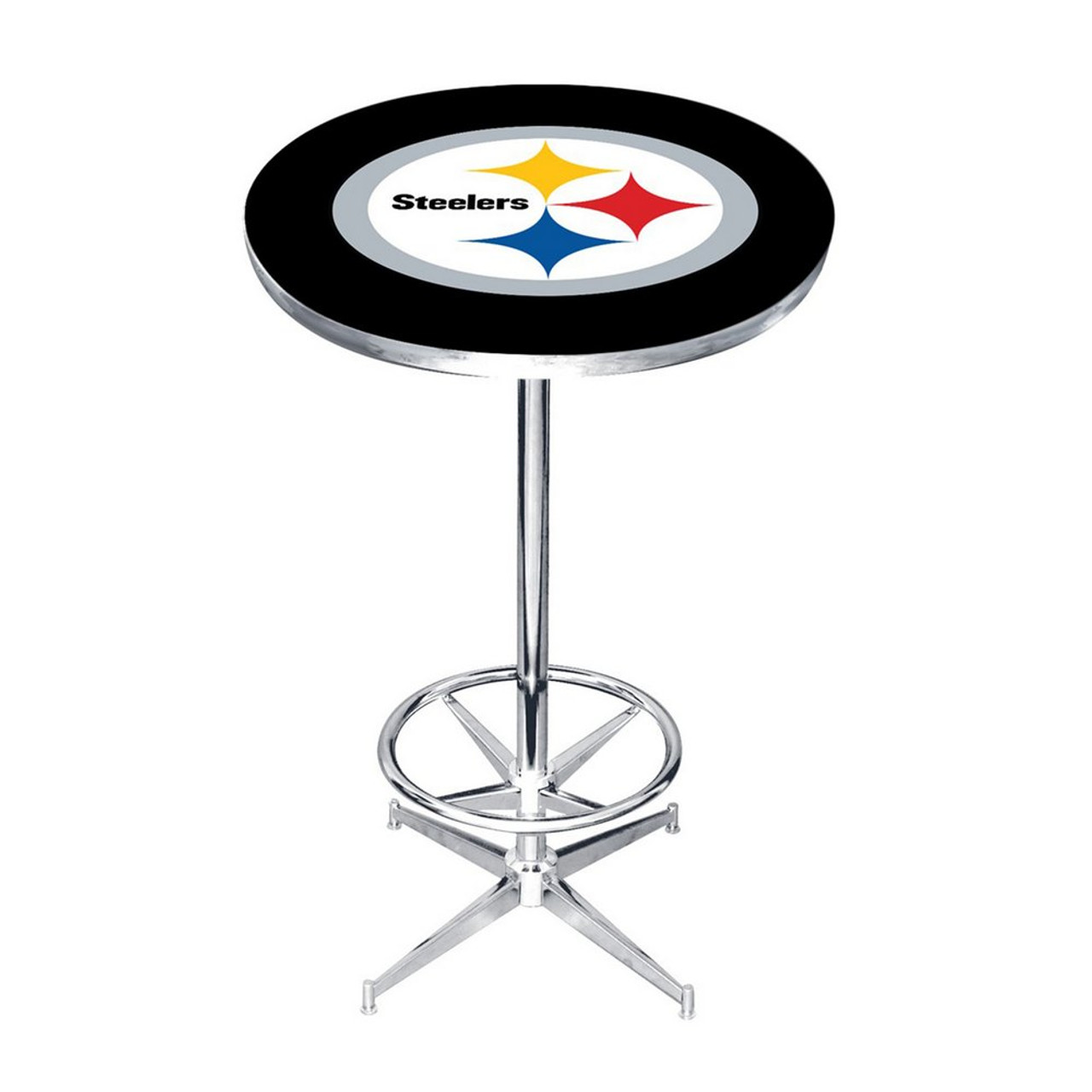 84-3004, Pittsburgh, Steelers, 27", Chrome, Pub Table, FREE SHIPING, Logo, NFL, Imperial