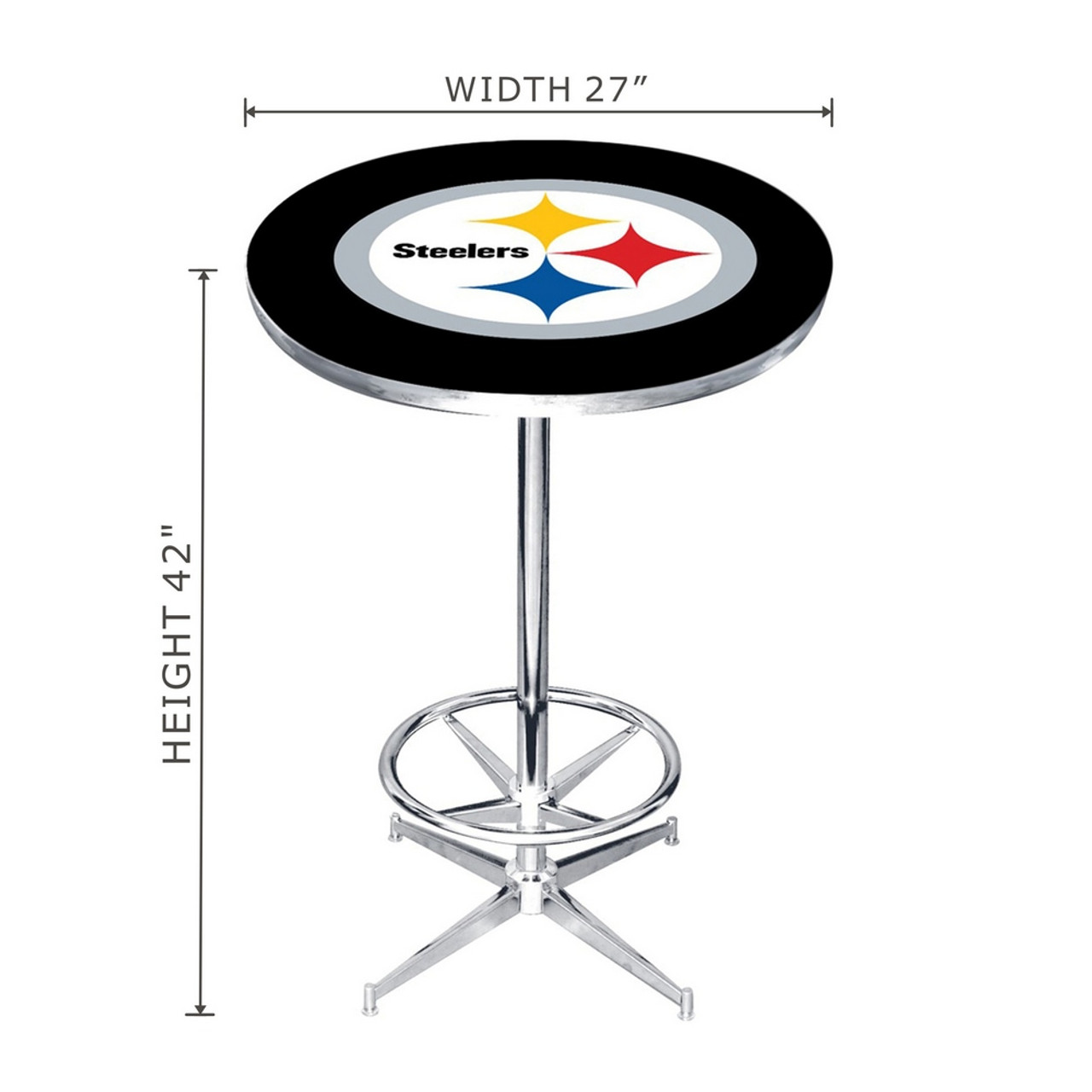 84-3004, Pittsburgh, Steelers, 27", Chrome, Pub Table, FREE SHIPING, Logo, NFL, Imperial