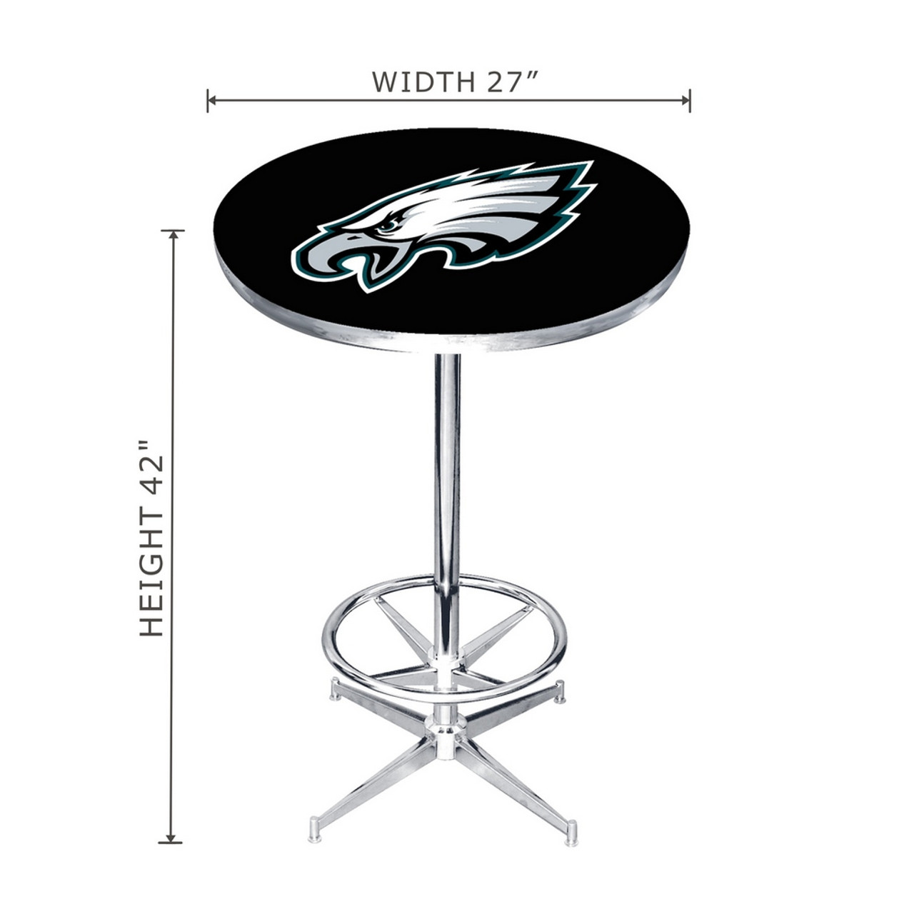 84-3037, Philadelphia, Philly,  Eagles, 27", Chrome, Pub, Table, FREE SHIPING, Logo, NFL, Imperial