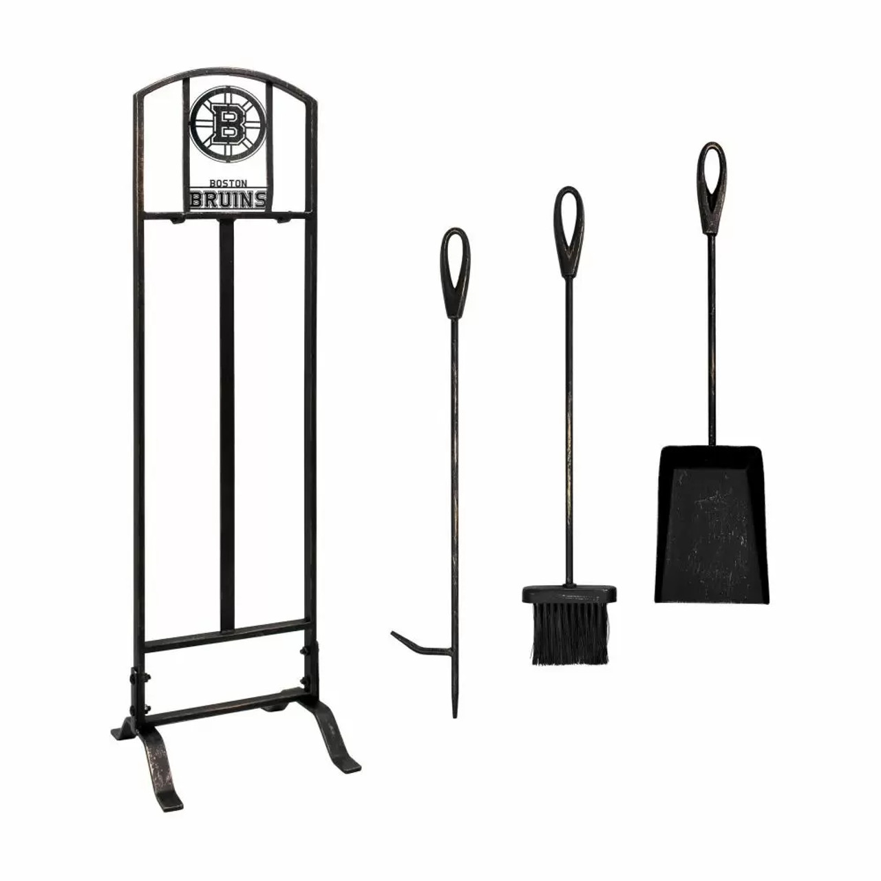 837-4001, Boston, Bruins, 3-PC, WI, Wrought Iron, Bronze, NHL, Imperial, Fireplace, Tool Set, FREE SHIPPING