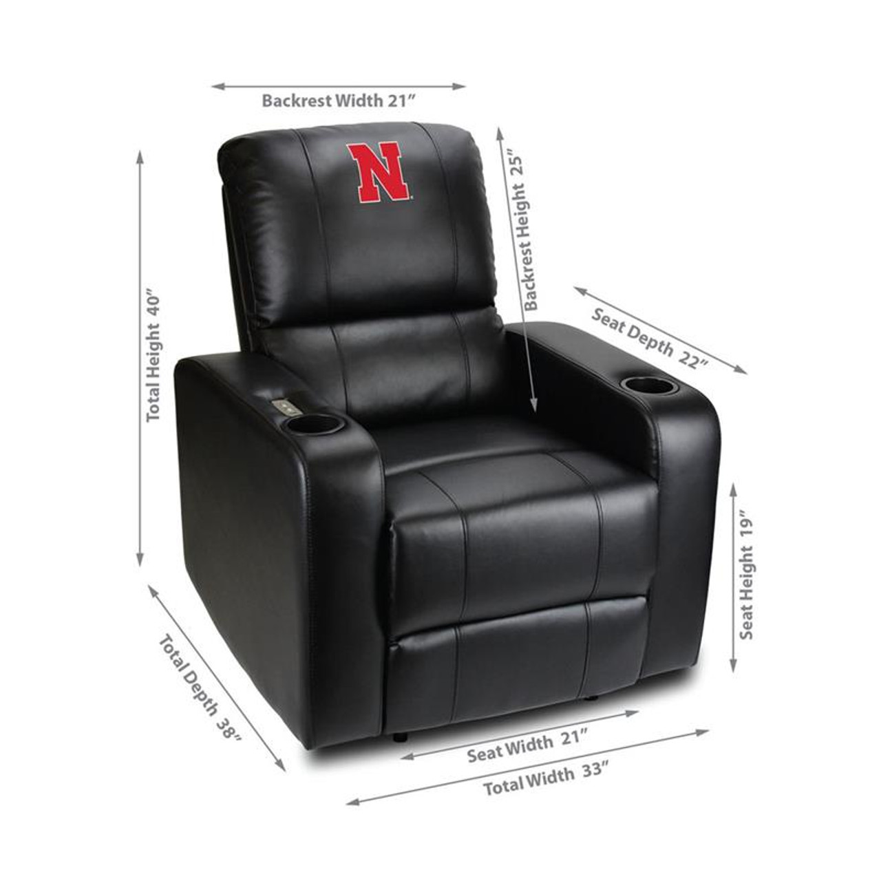 317-3010, Nebraska, NE,  Cornhuskers, Power, Theater, Seating, Recliner, USB Port, FREE SHIPPING, NCAA, Imperial