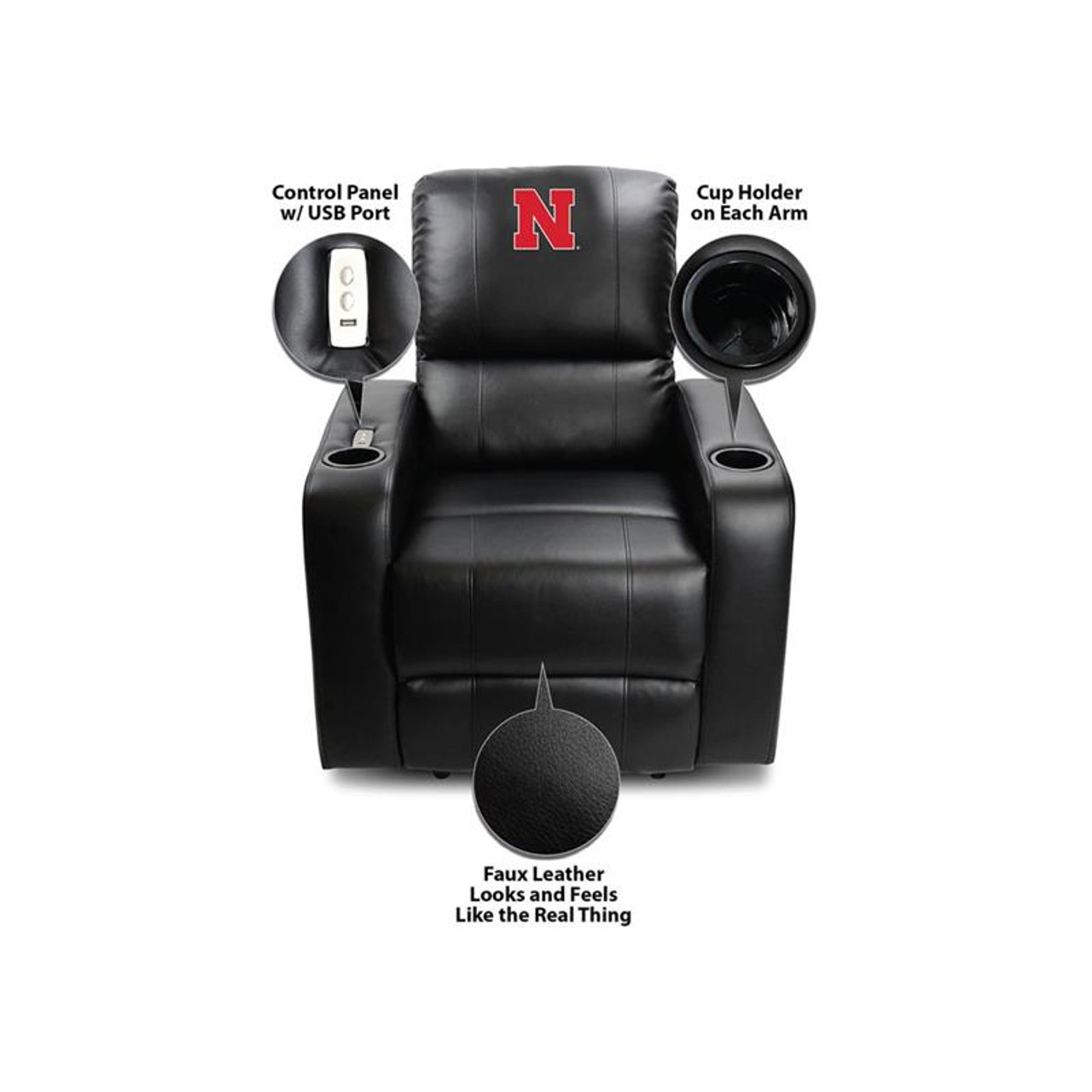 317-3010, Nebraska, NE,  Cornhuskers, Power, Theater, Seating, Recliner, USB Port, FREE SHIPPING, NCAA, Imperial