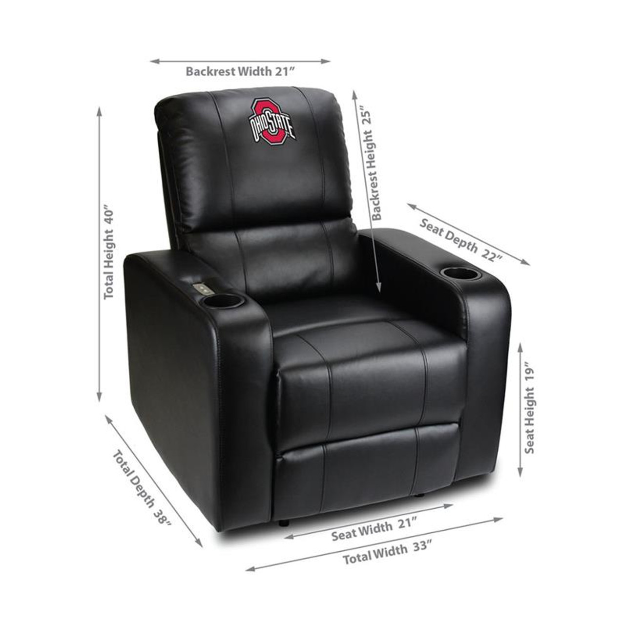 317-3015, Ohio State, Buckeyes, OS, Power, Theater, Seating,  Recliner, USB, Port, FREE SHIPPING, NCAA, Imperial