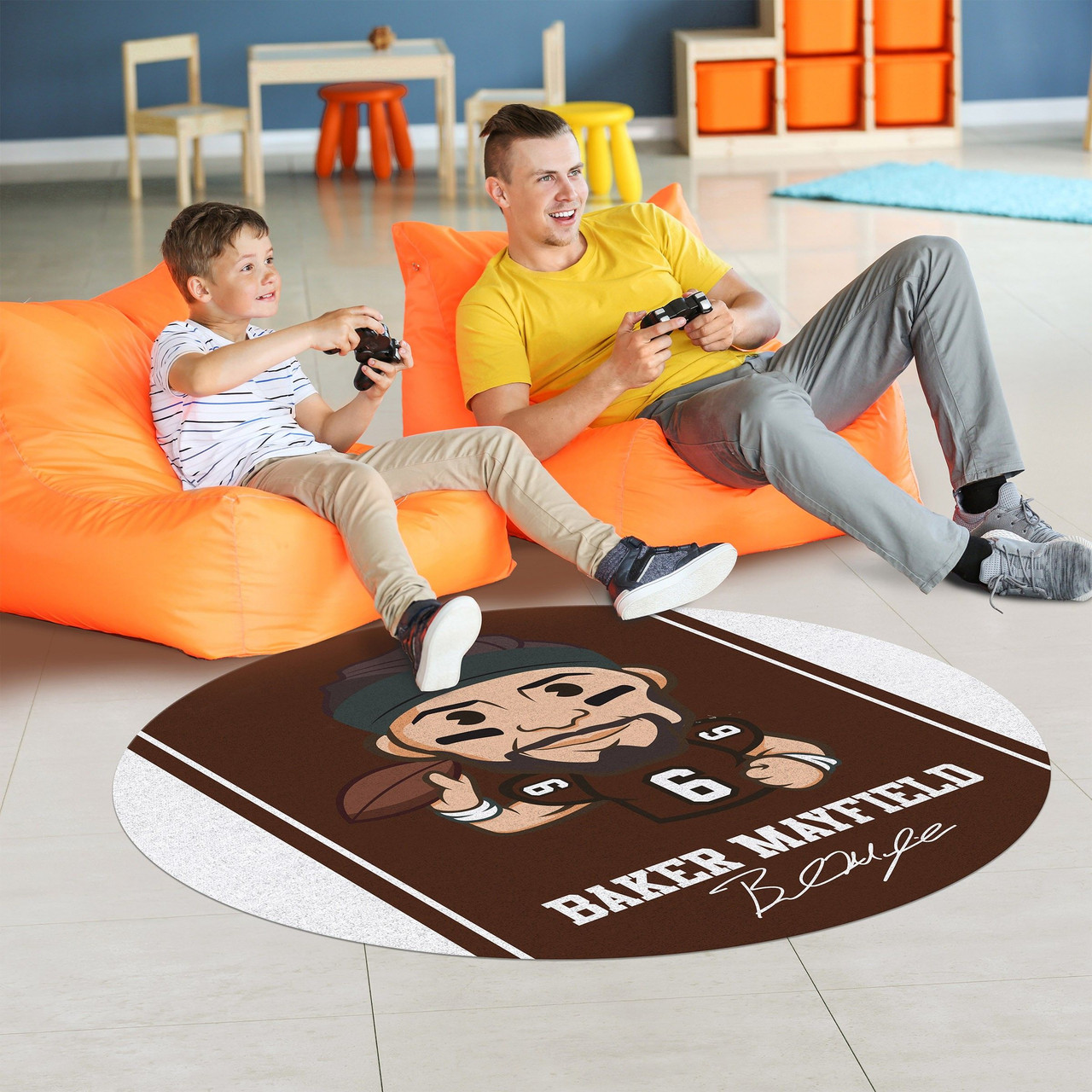 Baker Mayfield Players 63" Round Area Rug