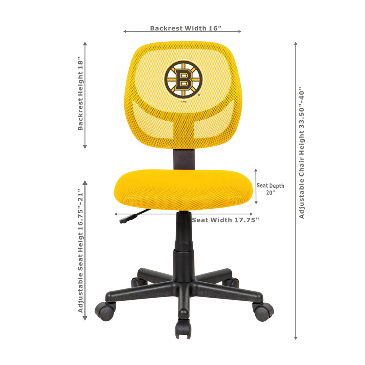 496-4001, Boston, Bos, Bruins, Armless, Desk, Task, Chair, FREE SHIPPING, NFL, Imperial