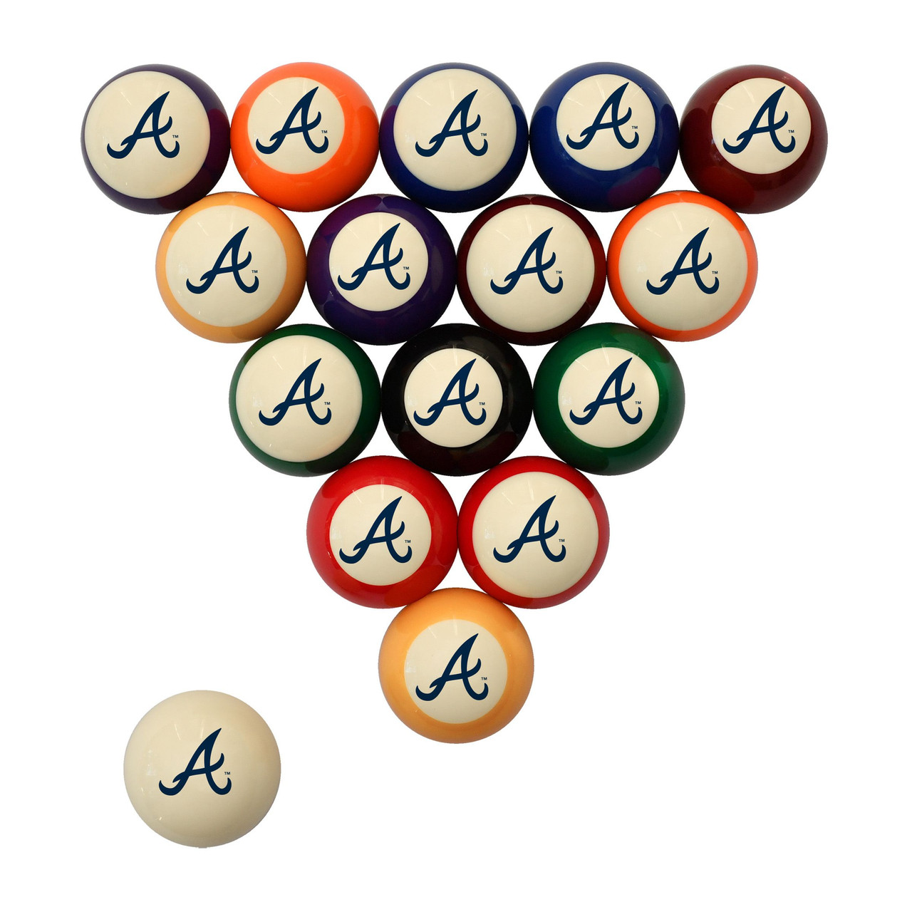 560-2010, 720801114071, Atlanta, ATL, Braves, Retro, Billiard, Pool, Ball, Set, MLB, Imperial