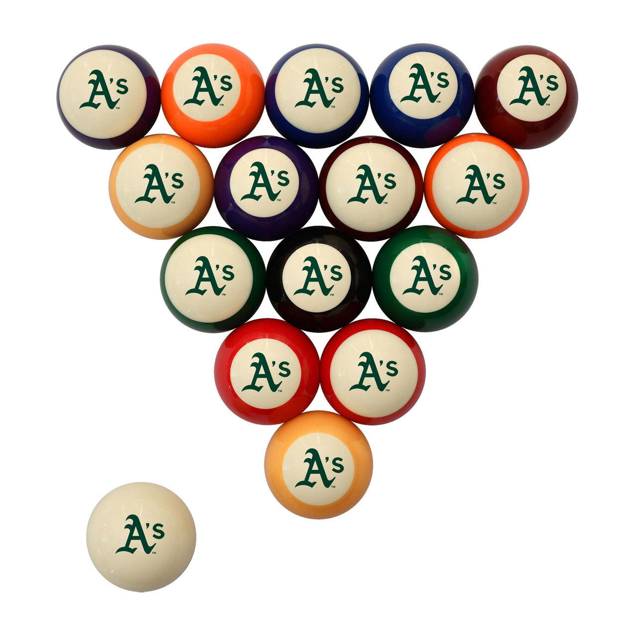 560-2018, Imperial, MLB, OAK, A's, Oakland, Athletics, Retro, Pool, Billiard, Ball, Set, 720801114170