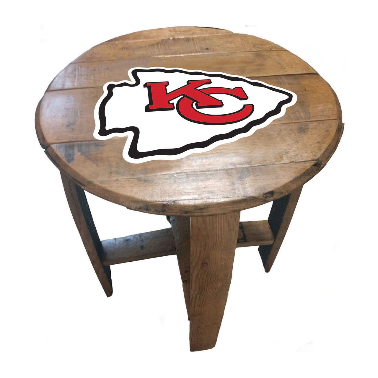 629-1006, Kansas City, Chiefs, KC, Bourbon, Oak, Barrel, Side, Table, FREE SHIPPING, NFL, Imperial