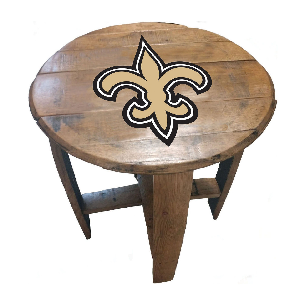 629-1031, New Orleans, Saints, Nola, NO, Bourbon, Oak, Barrel, Side, Table, FREE SHIPPING, NFL, Imperial