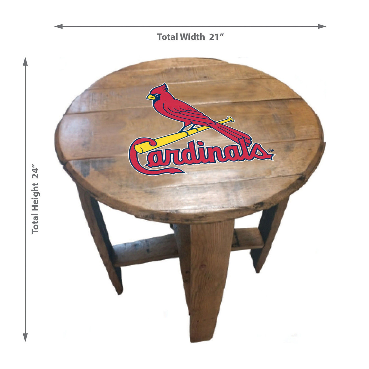 629-2008, St Louis, Cardinals,STL, Cards,, Oak, Whiskey, Bourbon, Barrel, Table, Side, FREE SHIPPING, MLB, Imperial