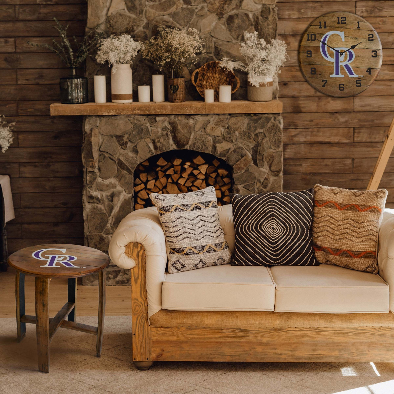 Colorado Rockies Oak Barrel Table