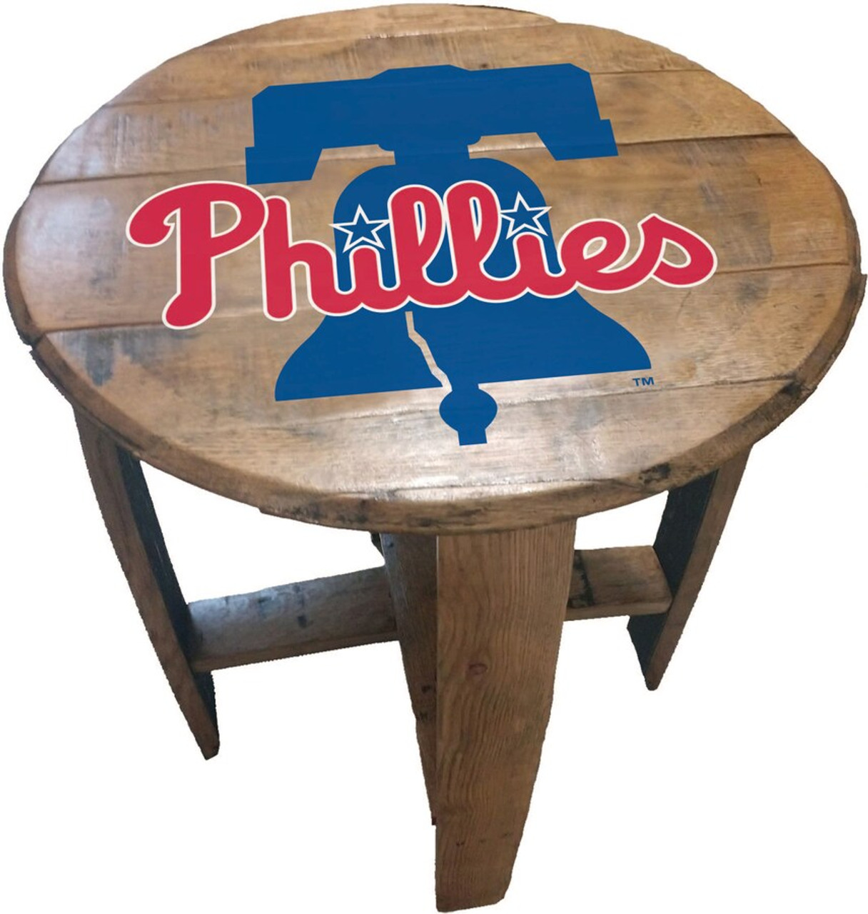 629-2029, Philadelphia, Phillies, PHI, Phily,, Oak, Whiskey, Bourbon, Barrel, Table, Side, FREE SHIPPING, MLB, Imperial