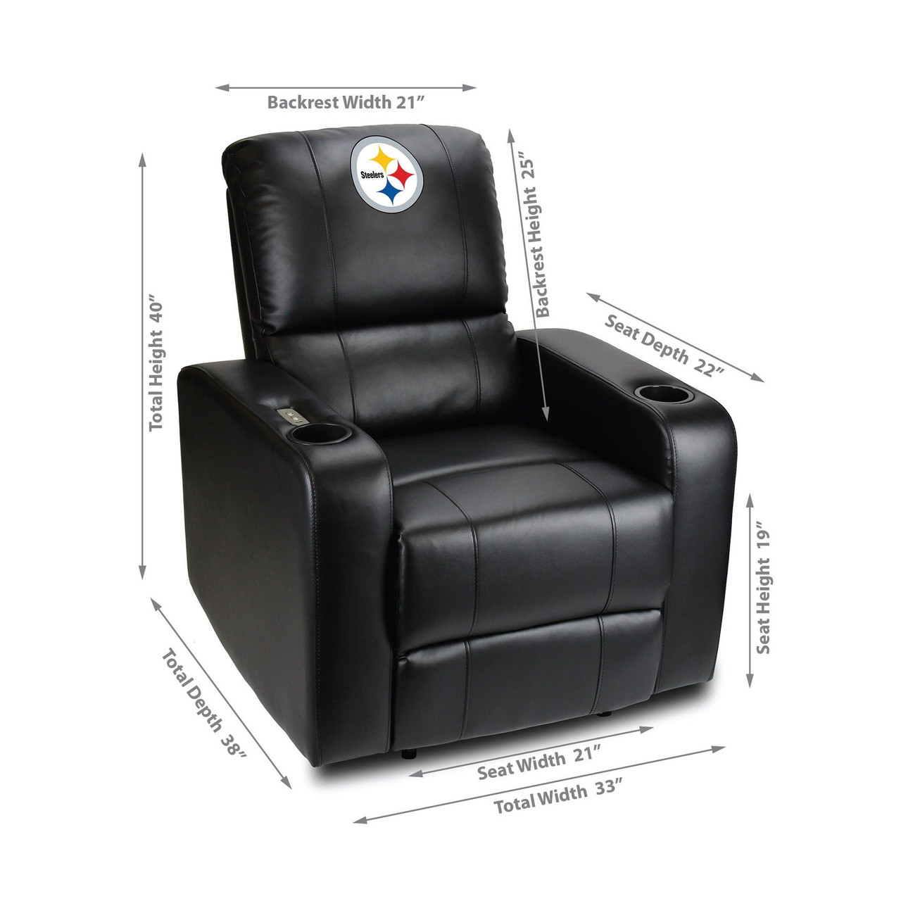 Pittsburgh, Pit, Steelers, 117-1004, Power, Theater, Recliner, Usb Port, Leather, Automatic, NFL, Imperial, 720801170046